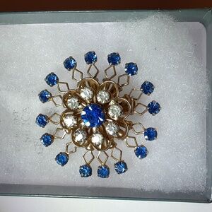 Vintage Style Aqua Blue Brooch